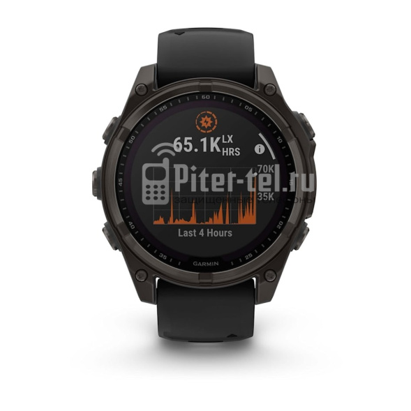 Умные часы Garmin Fenix 8 47mm Sapphire Solar Carbon Grey DLC Titanium с черным ремешком