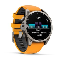 Умные часы Garmin Fenix 8 51mm Amoled Sapphire Lens DLC Титановый с оранжевый ремешком