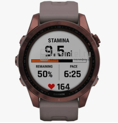Умные часы Garmin Fenix 7S Sapphire Solar титановый темно-бронзовый с сланцево-серым силиконовым ремешком