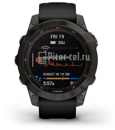 Умные часы Garmin Fenix 7 Sapphire Solar, Титановый черный с черным ремешком