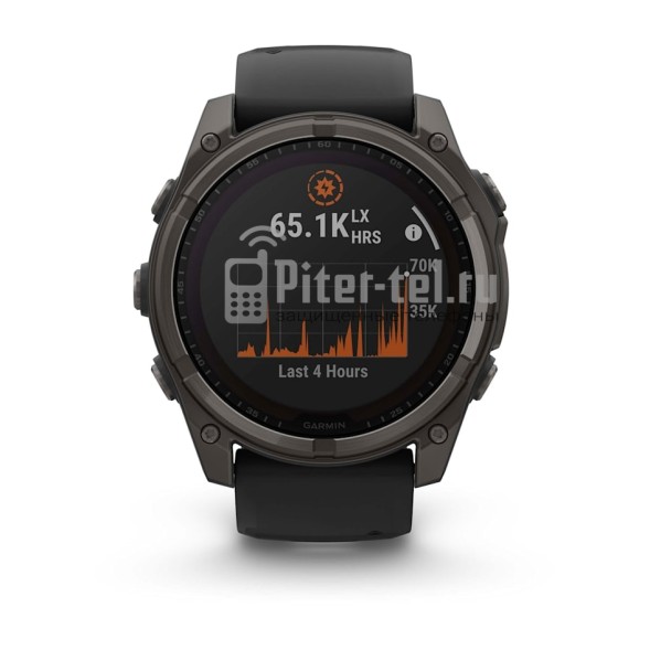 Умные часы Garmin Fenix 8 51mm Sapphire Solar Carbon Grey DLC Titanium с черным ремешком